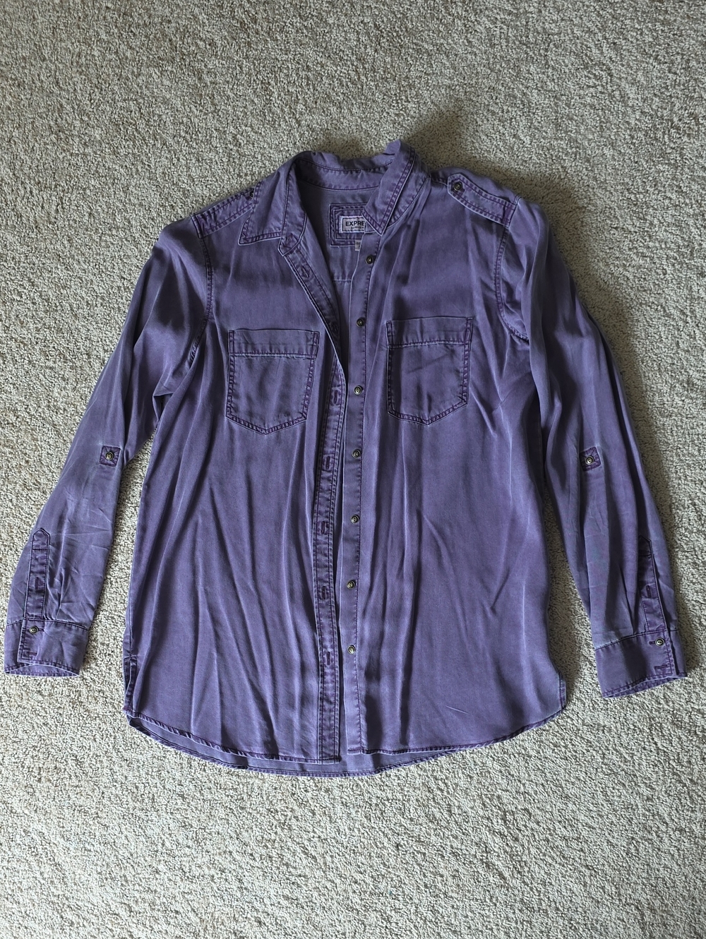 Washed Purple Button Down Shirt